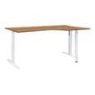 Bureau compact 90° à droite YES ! - 160 cm - Pieds ajustables blancs - Merisier