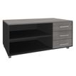 Console mobile EXPRIM/LOFTER/LEVEL - L120 x H63 x P60 cm - 3 tiroirs - coté anthracite - finition façade et dessus imitation Chêne gris