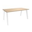 3253310157736-Bureau simple STEELY - L140 cm - Pieds blanc - plateau imitation Chêne clair-P_79432445_1-0