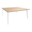 Bureau double STEELY - L140 cm - Double face Depart - Pieds blanc - plateau imitation Chêne clair