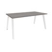Bureau simple STEELY - L140 cm - Pieds blanc - plateau imitation Chêne gris