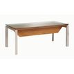 Bureau verre SLIVER avec voile de fond - 190 cm - Pieds métal - Noyer et bronze