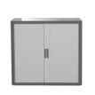 Armoire basse à rideaux EASY OFFICE - 110 x 104 x 41,5 cm - Corps et poignée anthracite - Rideaux gris