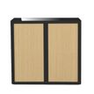 Armoire basse à rideaux EASY OFFICE - 110 x 104 x 41,5 cm - Corps et poignée noir - Rideaux imitation hêtre