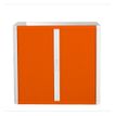 3660141930221-Armoire basse à rideaux EASY OFFICE - 110 x 104 x 41,5 cm - Corps et poignée blanc - Rideaux orange--0