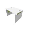 Bureau INEO JET UP Bureau Vallée - Réglable en hauteur - L120 x H74/78/82 x P80 cm - Pieds blanc - plateau blanc - Entretoise Anis