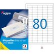 Apli Agipa - 8000 Étiquettes adhésives blanches multi-usages - 35,6 x 16,9 mm - coins arrondis - réf 102163