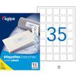 Apli Agipa - 3500 Étiquettes adhésives blanches multi-usages - 35 x 35 mm - coins arrondis - réf 102168