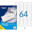 Apli Agipa - 6400 Étiquettes adhésives blanches multi-usages - 45,7 x 16,9 mm - coins arrondis - réf 102202