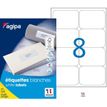 Apli Agipa - 800 Étiquettes adhésives blanches multi-usages - 99,1 x 67,7 mm - coins arrondis - réf 118987