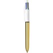 BIC 4 Couleurs Shine - Stylo à bille 4 couleurs - corps or