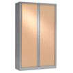 Armoire haute monobloc à rideaux ETIC - 198 x 120 cm - aluminium/imitation hêtre
