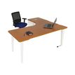 Bureau compact 90° à droite EVIDENCE - Pieds blancs - Plateau imitation merisier