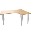 Bureau compact 90° à droite EVIDENCE - Pieds aluminium - Plateau imitation chêne clair