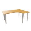 Bureau compact 90° à droite EVIDENCE - Pieds aluminium - Plateau imitation hêtre