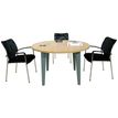 Table de réunion ronde EVIDENCE - 120 cm - Pieds blancs - Plateau imitation chêne clair