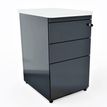 Caisson hauteur bureau 80 cm EVIDENCE - 2 tiroirs + 1 tiroir dossiers suspendus - corps anthracite - top blanc