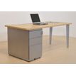 Caisson hauteur bureau 80 cm EVIDENCE - 2 tiroirs + 1 tiroir dossiers suspendus - corps aluminium - top imitation merisier