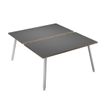 Bureau Bench LEONARDO - L140 x H74 x P168 - Pieds métal blancs - Anthracite chants chêne