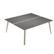 Bureau Bench LEONARDO - L180 x H74 x P168 - Pieds bois - Anthracite chants chêne