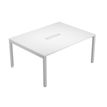 Table de réunion BRIDGE - L160 x H73 x P120 - Pieds gris alu - Plateau blanc