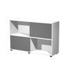 2012349514924-Bibliothèque basse TETRIS - L120 x H79 x P35 - Corps blanc - Portes anthracite--0