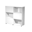 2012349514986-Bibliothèque mi-haute TETRIS  - L120 x H116,2 x P35 - Corps blanc - Portes anthracite--0