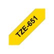 4977766686747-Brother TZe651 - Ruban d'étiquettes auto-adhésives - 1 rouleau (24 mm x 8 m) - fond jaune-Angle gauche-0
