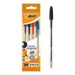 BIC Cristal - 4 Stylos à bille - noir, rouge, bleu, vert - 1 mm - pointe moyenne