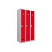 Vestiaire Industrie Propre - 3 portes - 180 x 90 x 50 cm - gris/rouge