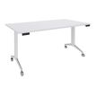 Table de réunion abattantes - L140 x P80 cm - pied blanc - plateau blanc perle