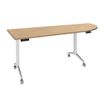 Table de réunion abattantes angle à droite - L200 x P80 cm - pied blanc - plateau imitation chêne clair