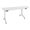 3253310160415-Table de réunion abattantes angle à droite - L200 x P80 cm - pied blanc - plateau blanc perle--0