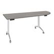 Table de réunion abattantes angle à droite - L200 x P80 cm - pied blanc - plateau imitation chêne gris