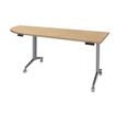 Table de réunion abattantes angle à gauche - L200 x P80 cm - pied alu - plateau imitation chêne clair