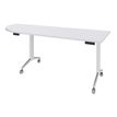 Table de réunion abattantes angle à gauche - L200 x P80 cm - pied blanc - plateau blanc perle