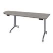 Table de réunion abattantes angle à gauche - L200 x P80 cm - pied alu - plateau imitation chêne gris
