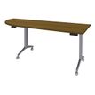 Table de réunion abattantes angle à gauche - L200 x P80 cm - pied alu - plateau imitation noyer 