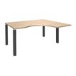 Bureau compact EXPRIM - L160 cm - Retour droite - Plateau imitation Chêne clair - Pieds carbone (Pieds de renfort obligatoire à rajouter - non inclus)