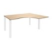 Bureau compact EXPRIM - L180 cm - Retour droite - Plateau imitation Chêne clair - Pieds blanc (Pieds de renfort obligatoire à rajouter - non inclus)