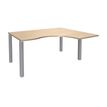 Bureau compact EXPRIM - L180 cm - Retour droite - Plateau imitation Chêne clair - Pieds alu (Pieds de renfort obligatoire à rajouter - non inclus)