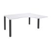 Bureau compact EXPRIM - L160 cm - Retour droite - Plateau Blanc perle - Pieds carbone (Pieds de renfort obligatoire à rajouter - non inclus)