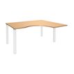 Bureau compact EXPRIM - L160 cm - Retour droite - Plateau imitation Hêtre - Pieds blanc (Pieds de renfort obligatoire à rajouter - non inclus)