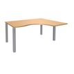 Bureau compact EXPRIM - L160 cm - Retour droite - Plateau imitation Hêtre - Pieds alu (Pieds de renfort obligatoire à rajouter - non inclus)