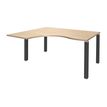 Bureau compact EXPRIM - L180 cm - Retour gauche - Plateau imitation Chêne clair - Pieds carbone (Pieds de renfort obligatoire à rajouter - non inclus)