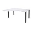 Bureau compact EXPRIM - L180 cm - Retour gauche - Plateau Blanc perle - Pieds carbone (Pieds de renfort obligatoire à rajouter - non inclus)