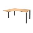 Bureau compact EXPRIM - L160 cm - Retour gauche - Plateau imitation Hêtre - Pieds carbone (Pieds de renfort obligatoire à rajouter - non inclus)