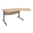Bureau 135° IDRA - retour d'angle à droite - L180 cm - Pieds aluminium - plateau imitation Chêne clair