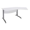 Bureau 135° IDRA - retour d'angle à droite - L180 cm - Pieds aluminium - plateau Blanc perle