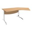 Bureau 135° IDRA - retour d'angle à droite - L180 cm - Pieds blanc - Plateau imitation Hêtre